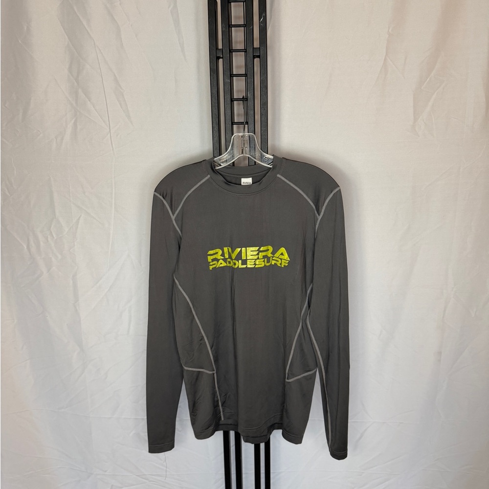 Riviera Gray Rash Guard with Yellow Logo